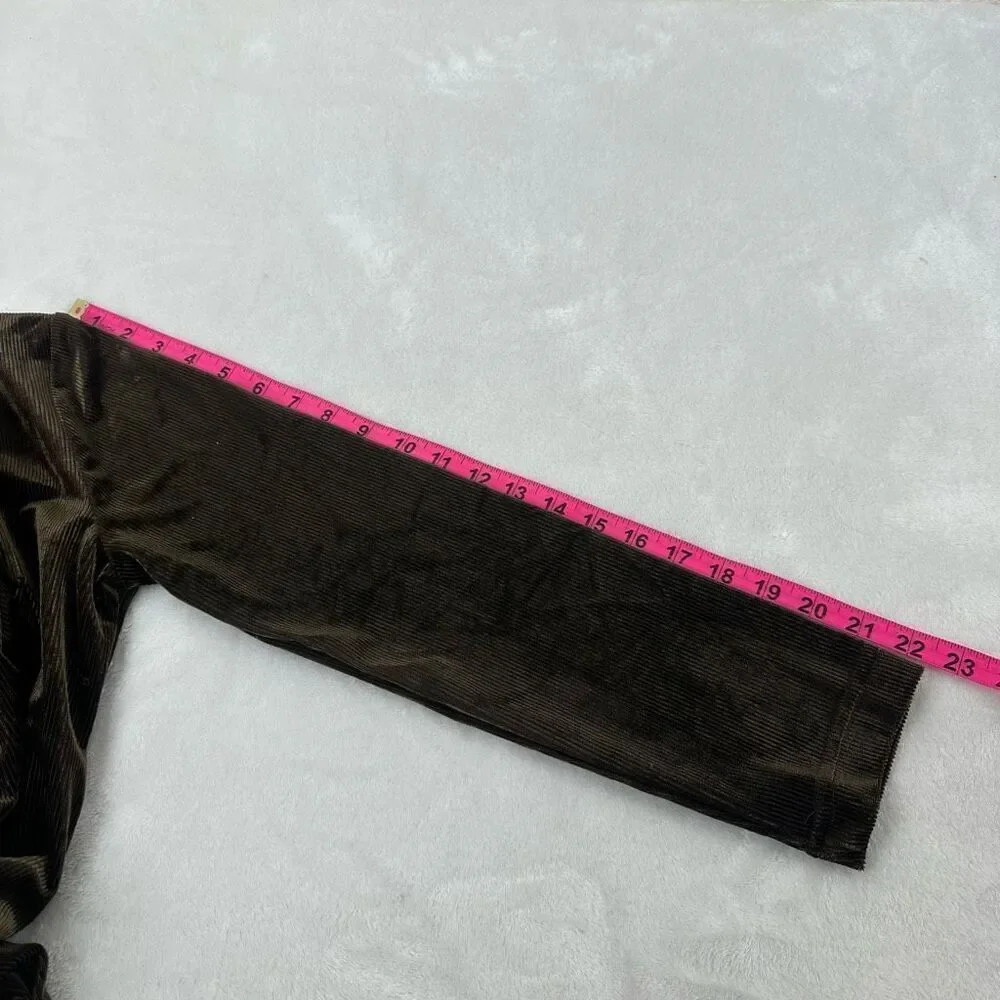 Vintage Passports Women's S Crushed Velvet Pajama Set Brown‎ Ribbed Loungewear